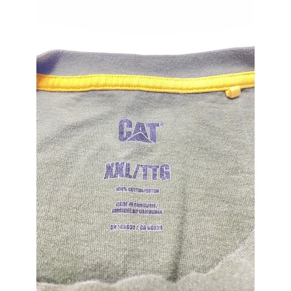 Mens Green Construction CAT Caterpillar XXL Label Pocket T-Shirt Workwear, As is - Picture 5 of 9